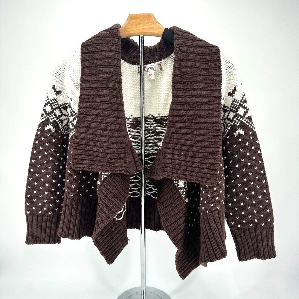 Grandpacore Fair Isle Sweater Cardigan Boho Cozy Layering Medium